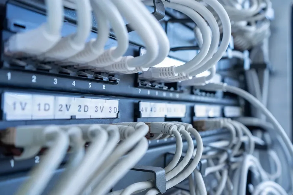 Patch panel and network cabling in a comms rack